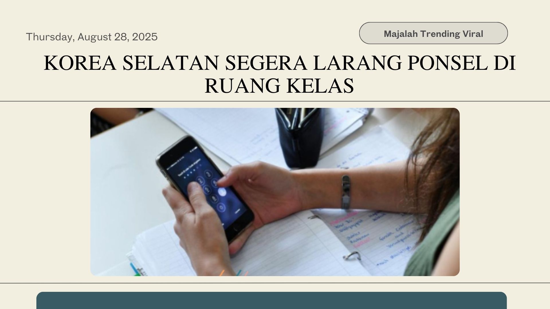 Korea Selatan Segera Larang Ponsel di Ruang Kelas